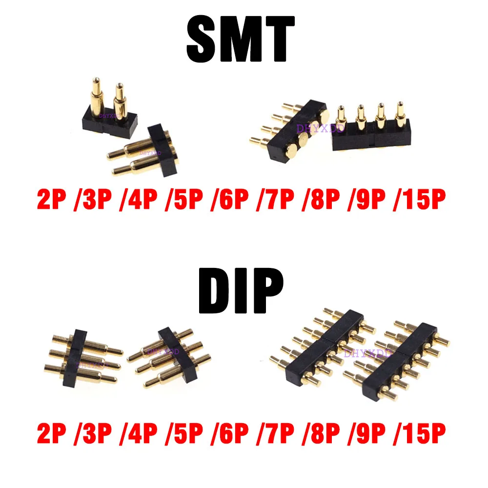 1Pcs Pogo Pin Connector Pogopin Battery Spring Loaded Contact DIP Needle PCB 2 3 4 5 6 7 Pin 7.0mm Height 2.54mm Pitch