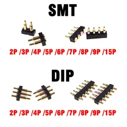 2X Pogo Pin Connector Pogopin Battery Spring Loaded Contact SMT DIP Needle PCB 2 3 4 5 6 7 8 9 15 Pin 7.0mm Height 2.54mm Pitch