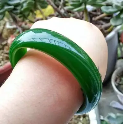 Natural Hetian Jade Green 54-64mm Bracelet Elegant Princess Jewelry Best Gift for Mom and Girlfriend