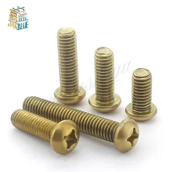 5/20pcs M3 M4 M5 M6 GB818 Pure Copper Brass Cross Round Phillips Pan Head Screw Bolt Diameter 3mm 4mm 5mm 6mm Length 6-50mm