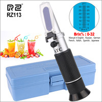 RZ Refractometer Sugar Meter Digital Handheld Sugar Beer Brix Test Optical 0-32% ATC Fruit Sugar Meter Saccharimeter RHB-32ATC