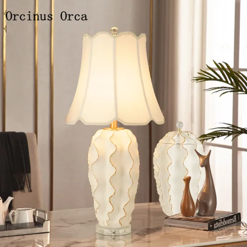 

Light luxury new white corrugated desk lamp living room study bedroom bedside lamp post modern creative special shaped desk lamp