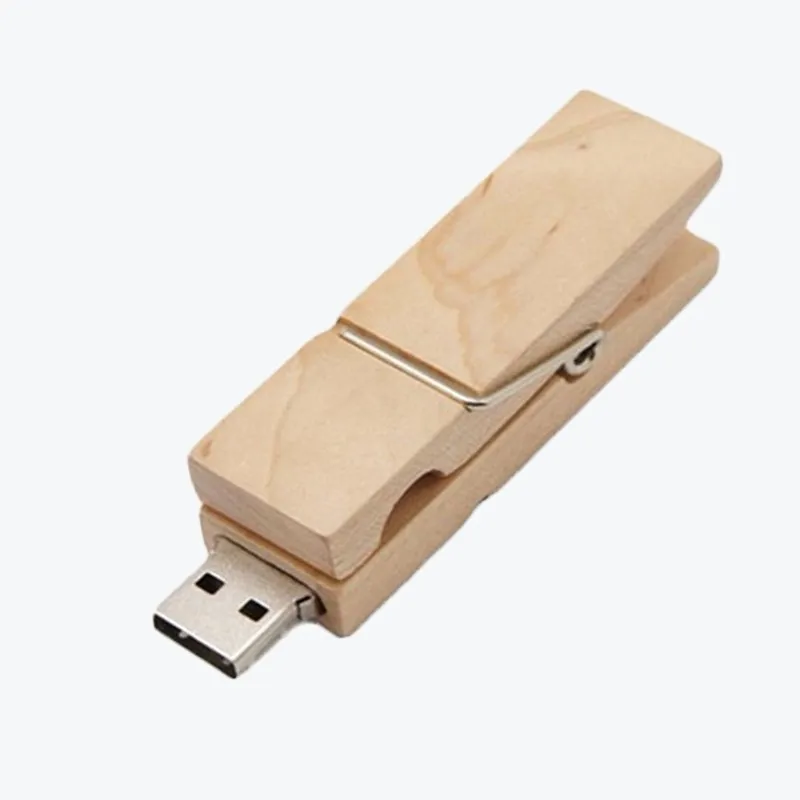 

Usb-флеш-накопитель Деревянный на 64/128 ГБ с деревянным зажимом