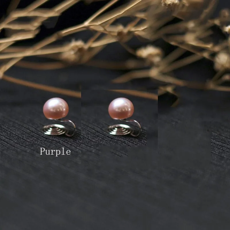 GRACE JUN 8MM Freshwater Pearl Clip on Earrings No Pierced Women Party Wedding Fashion Luxury Ear Cuff Earrings Not Allergenic