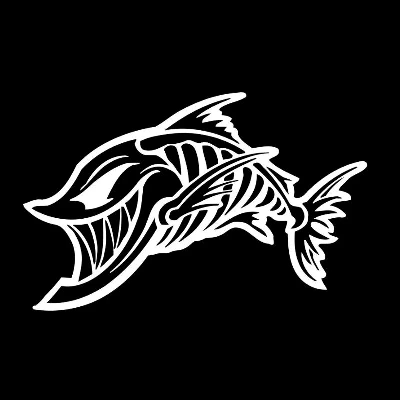 Volkraysm Personality Car Sticker Fish Piranha Accessories Reflective Waterproof Sunscreen Vinyl Decal Black/Silver,9cm*14cm