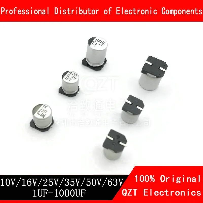 10pcs SMD Electrolytic capacitor aluminum 6.3V 10V 16V 25V 35V 50V 1UF 2.2UF 4.7UF 10UF 47UF 100UF 220UF 330UF 470UF 680UF