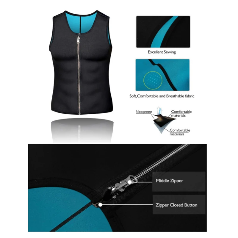 Mannen Afslankvest Sauna Zweetvest Body Shaper Neopreen Tank Top Buikcontrole Taille Trainer Vetverbranding Shapewear