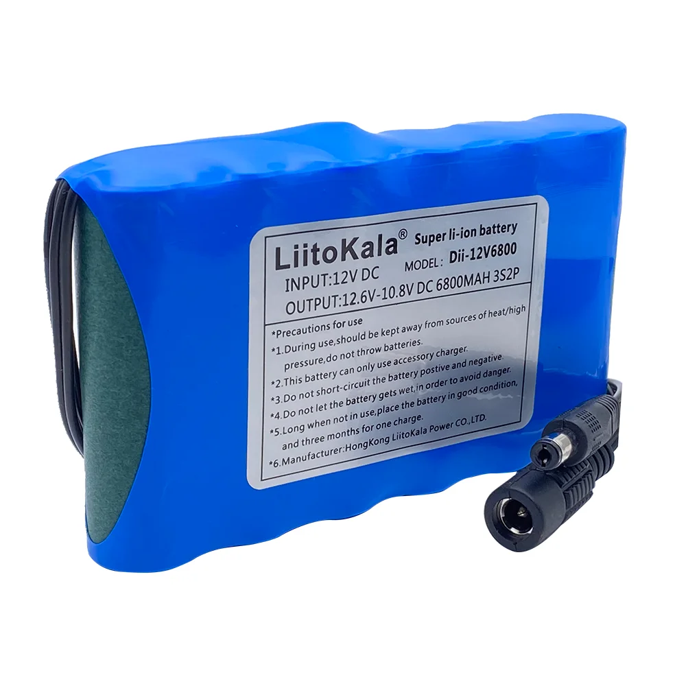 New LiitoKala 18650 12V Battery Pack 6800mAh lithium Rechargeable batteries 12.6V PCB Protection Board For CCTV Camera