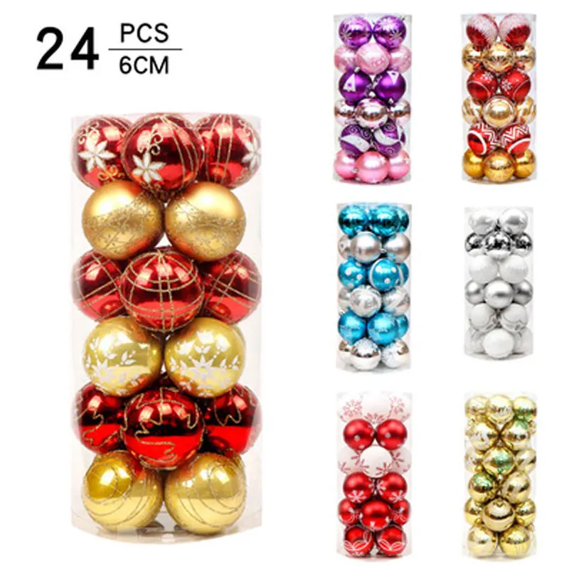 24Pcs 6cm Creative Christmas Tree Decor Balls Christmas Hanging Tree Pendants Decor For Home Wedding Party New Year Ornament