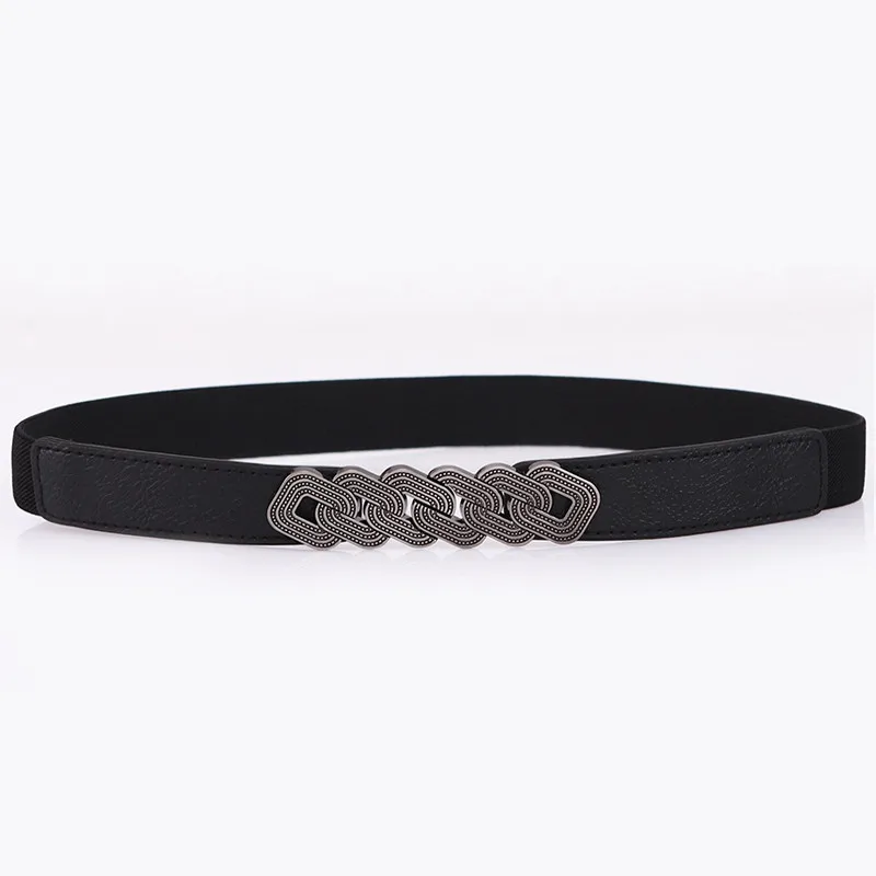 New Design Elastic Waist Belts For Women Fashion Thin Stretch Waistband Lady Vintage Alloy Personality Buckle Narrow Waist Seal