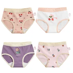 2-14yrs Cotton Girls Underwear 4pcs Briefs Cherry Fruit Girls Underpants Panties Girl's Clothes for 3 4 6 8 10 12 Years Old 2022