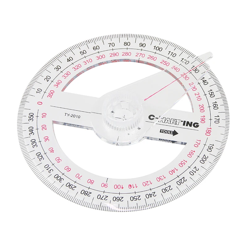 Transportador Circular de plástico con puntero de 360 grados, buscador de ángulo, brazo oscilante, suministros escolares y de oficina, 10cm, gran