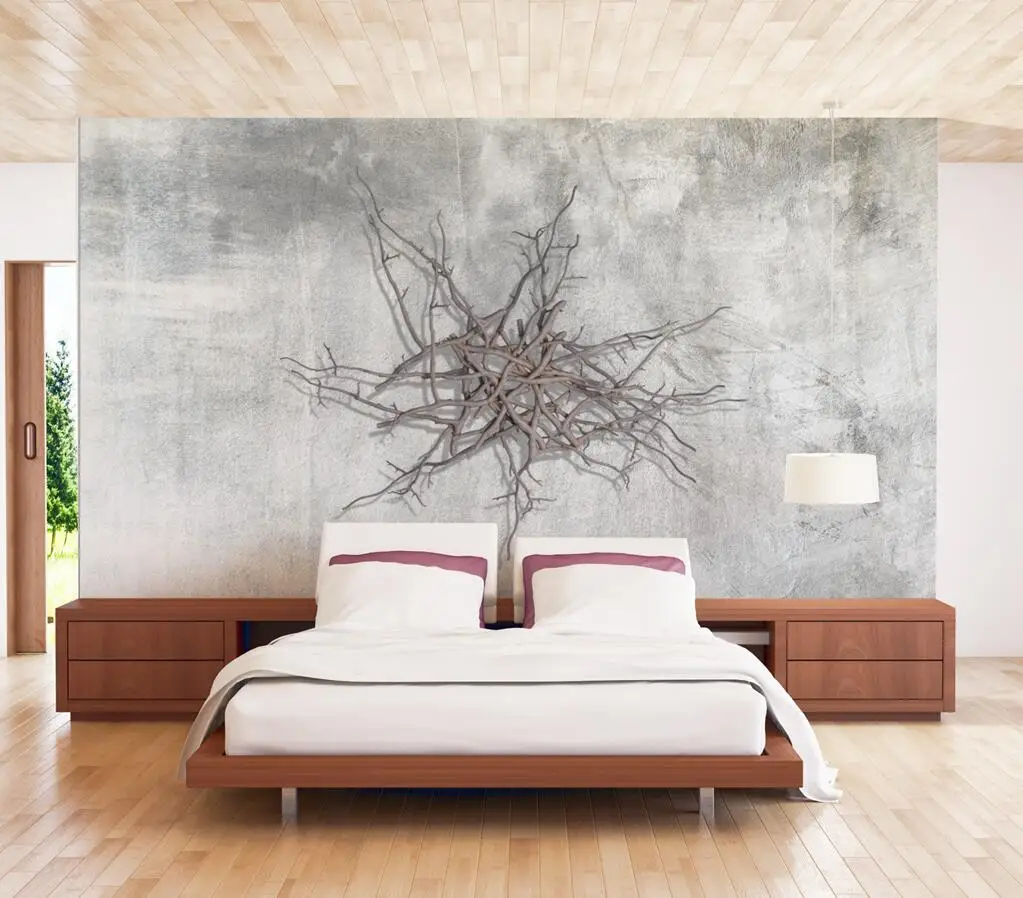 

Beibehang Customized wallpaper 3d photo mural wall papers home decor retro cement wall branches and trunks 3d wallpaper