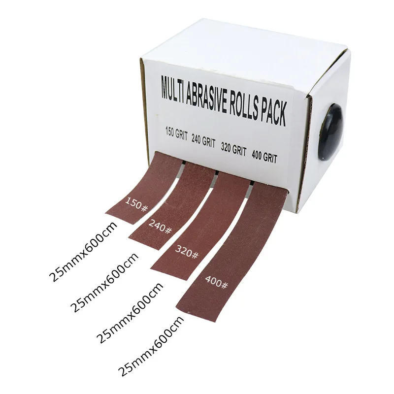 Envío gratis 4 Uds 25mm x 6m rollo de cinta de lijado tela de esmeril dibujable cinturones de molienda rollo de papel de lija suave para torneros de madera