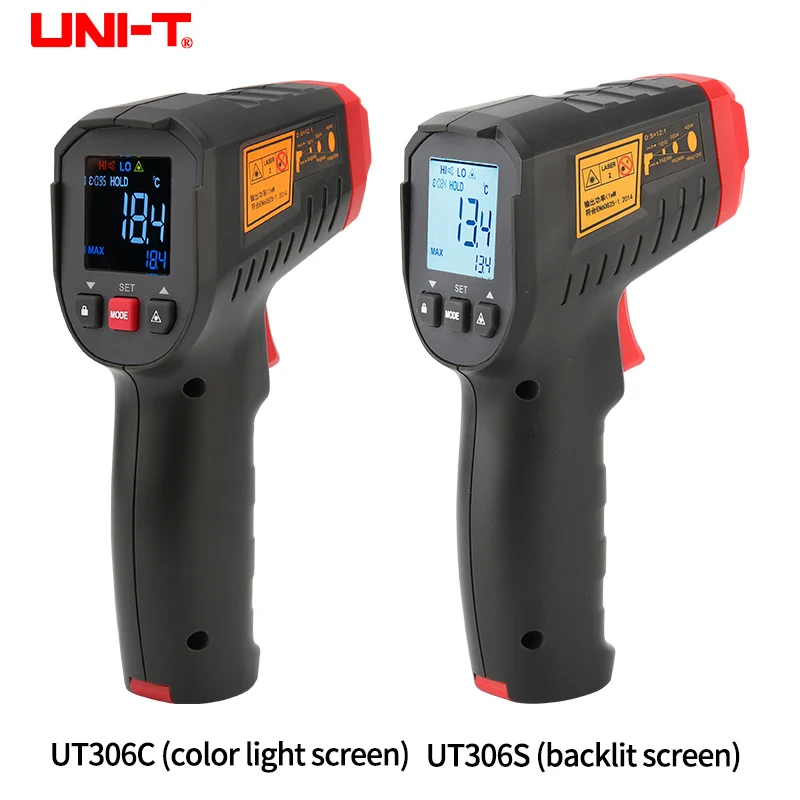 UNI-T UT306S UT306C Digital Thermometer Non Contact Household Industrial Infrared Laser Temperature Tester Meter Gun -50℃-500℃