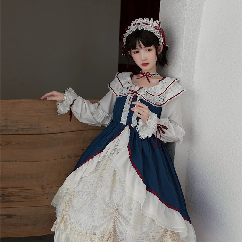 Robe princesse lolita en dentelle pour filles, tenue vintage, taille haute, style victorien, kawaii, gothique, lolita op loli, cosplay