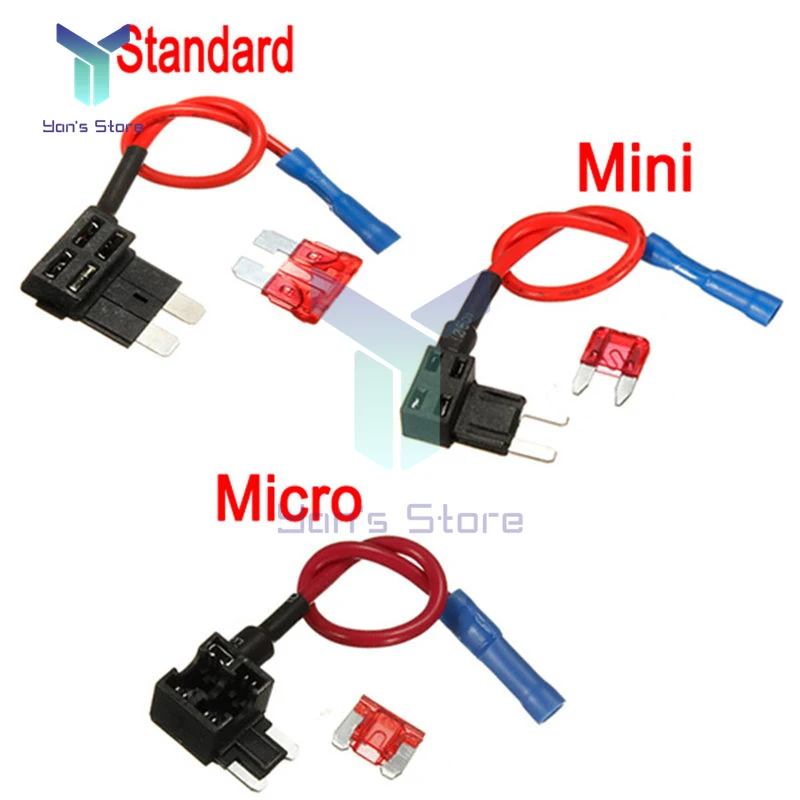 Fuse Holder TAP Adapter Micro Mini Standard Micro V-ACS Blade Fuse Add Circuit Equipped with Plug-in Blade Type Car Fuse Holde