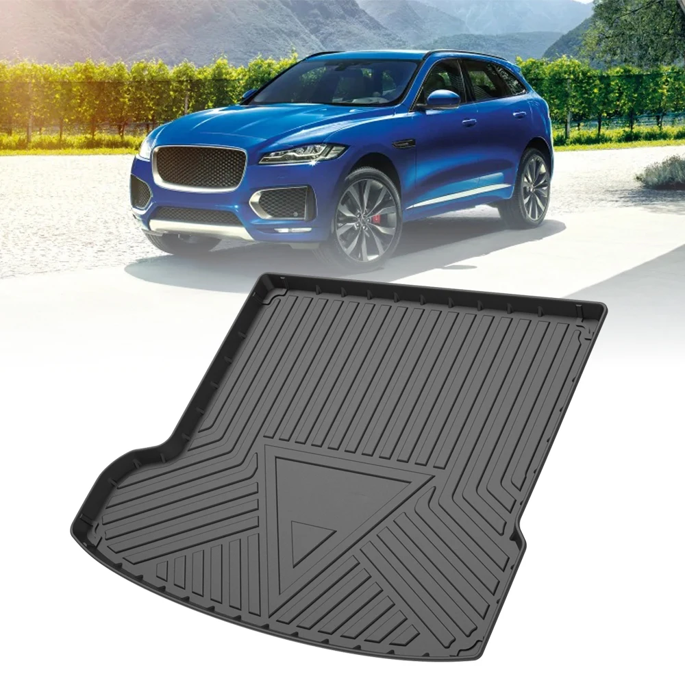 Trunk Mat For Jaguar F-Pace 2017-2020 TPE Custom Fit Cargo Liner Trunk Mat Laser Measured Floor Pad Rubber All-Weather Black