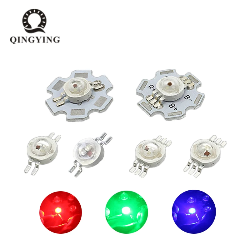 5pcs-20pcs 1W 3W LED RGB High power LED Lamp bulb 4pin 6pin 30mil 45mil Red Green Blue Chip stage lamp chips Excellent Quality