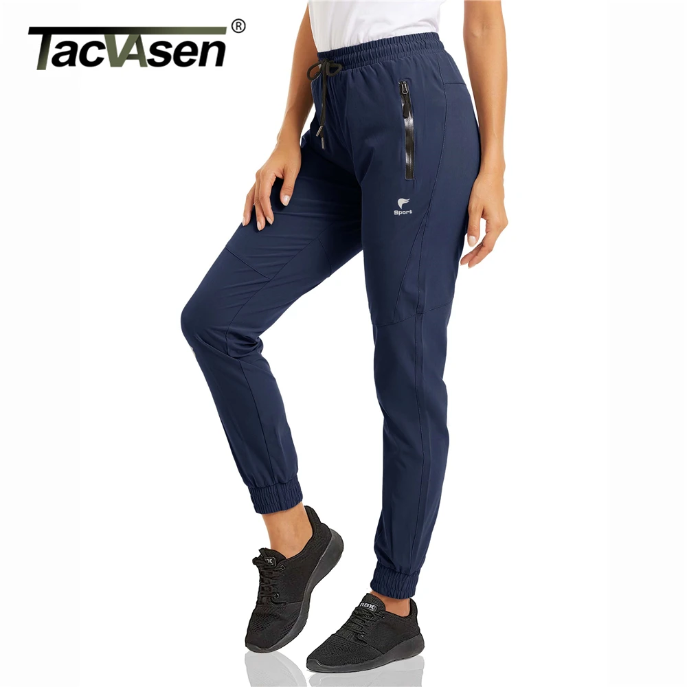 TACVASEN Women's Quick Dry Long Pants Cargo Pants Lady Multi-Zipper Pockets Joggers Sweatpants Hiking Fishing Gym Trousers Work