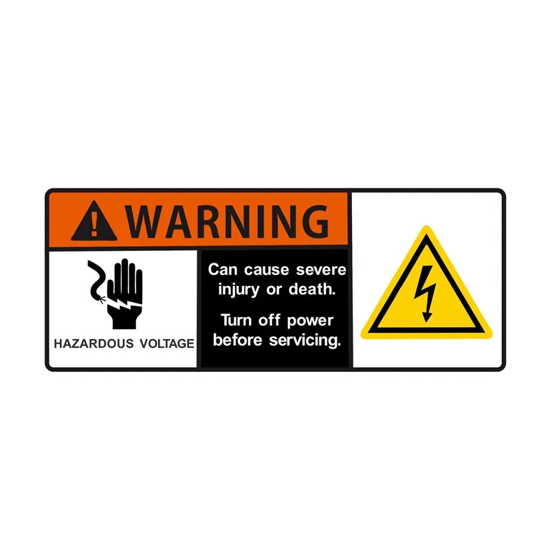 

12*4.8cm 1 Pcs Cartoon Hazardous Voltage Can Cause Severe Injury or Death WARNING Decals Retro-reflective Car Sticker for Buick