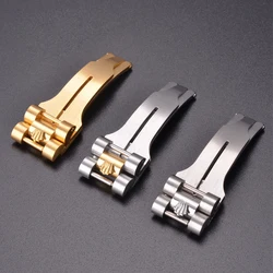 Watch accessories men and women butterfly buckle is suitable for Rolex buckle three beads all steel folding buckle 16MM