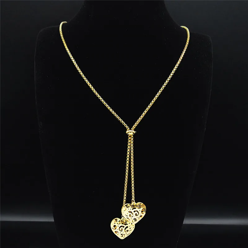 

Fashion Stainless Steel Heart Necklace for Women Gold Color Long Necklace Jewelry acero inoxidable joyeria mujer N1525S03