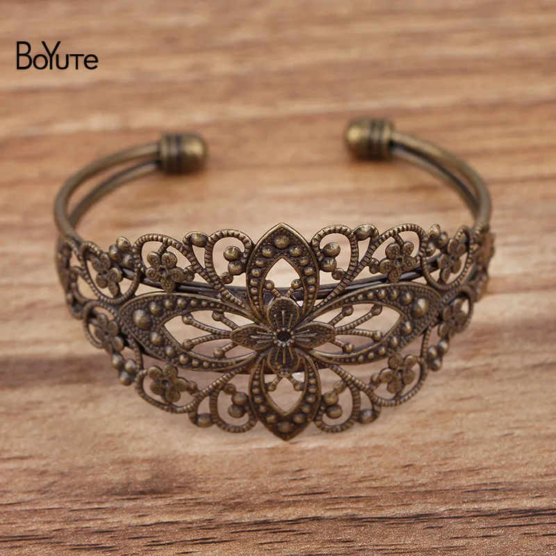 BoYuTe (5 Pieces/Lot) 65*60mm Metal Brass Filigree Bracelet Base Diy Bracelet Jewelry Accessories Handmade Materials