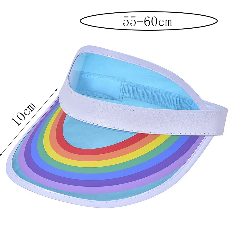 Summer Men Women Transparent PVC Plastic Empty Top Sun Hat Rainbow Sport Sunshade Travel Sunscreen Driving Baseball Cap R88