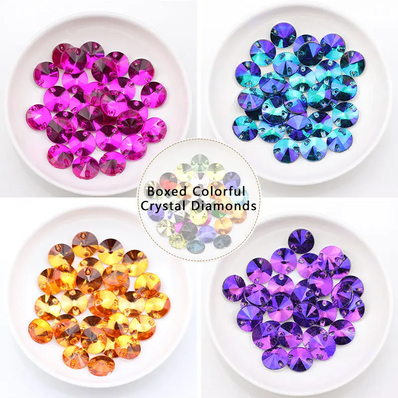 10mm Sew On AB Rhinestone Round Shape Flatback Glass Crystals For Clothing Wedding Dresses Shoes Bags All For Decoration DIY