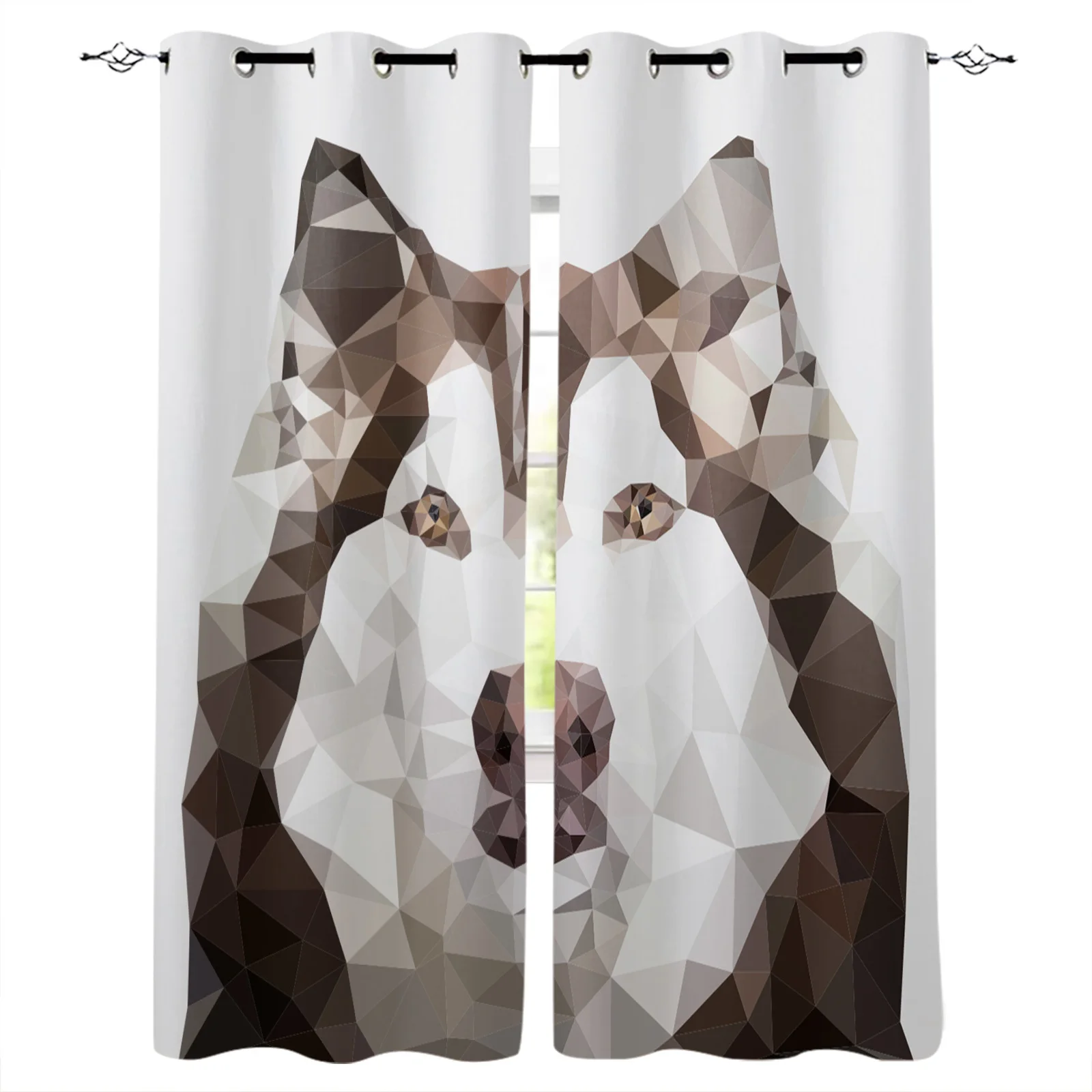 Abstract Geometry Dog Husky Blackout Curtains for Children Kids Home Decor Bedroom Living Room High Shading Window Curtains