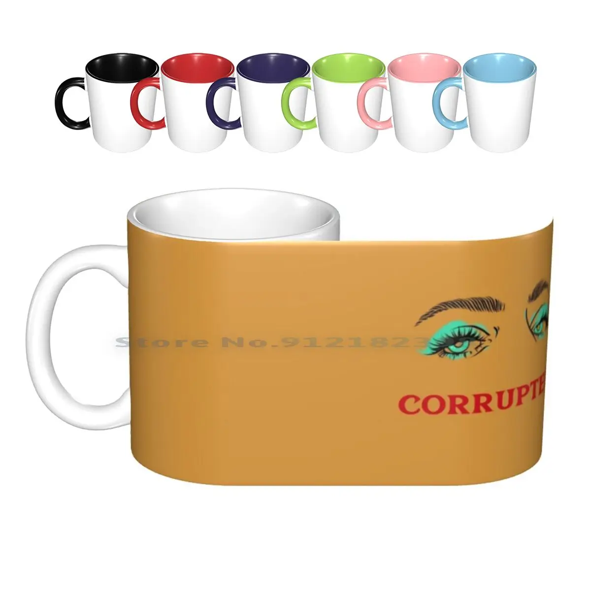 Corrupted Disappointed Women's Eyes Ceramic Mugs Coffee Cups Milk Tea Mug New Age Psychedelic Pop Art Vaniniluxury Luxury