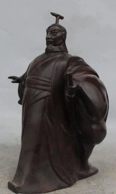 wholesale factory 12" Japan Japanese Bronze Stand Warrior knight General Gen Statue sculpture 25% off