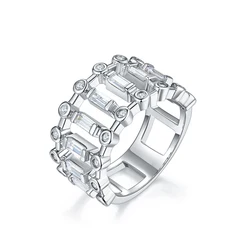 Laya New 100% 925 Sterling Silver Classic Sparkling Squared Ring For Women Luxury AAAAA CZ Wedding Engagement Fine Jewelry