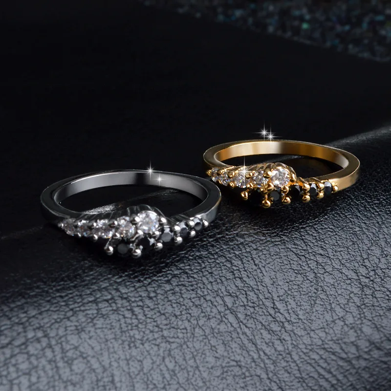 Fashion Women Ring 925 Silver Jewelry with Obsidian Zircon Gemstones Finger Rings for Girl Wedding Engagement Party Accessories