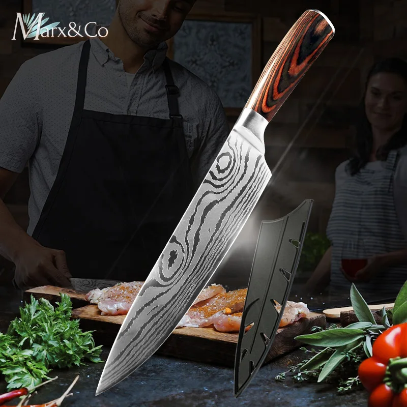 

Kitchen Knife Chef Utility Slicing Santoku Japanese Cleaver Boning Knives 440 High Carbon Stainless Steel Damascus Drawing Cover