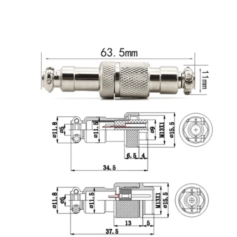 2setS Aviation plug socket connector gx12 butt joint 2-core 3-core 4-core 5-core 6-core 7-core 12mm connector