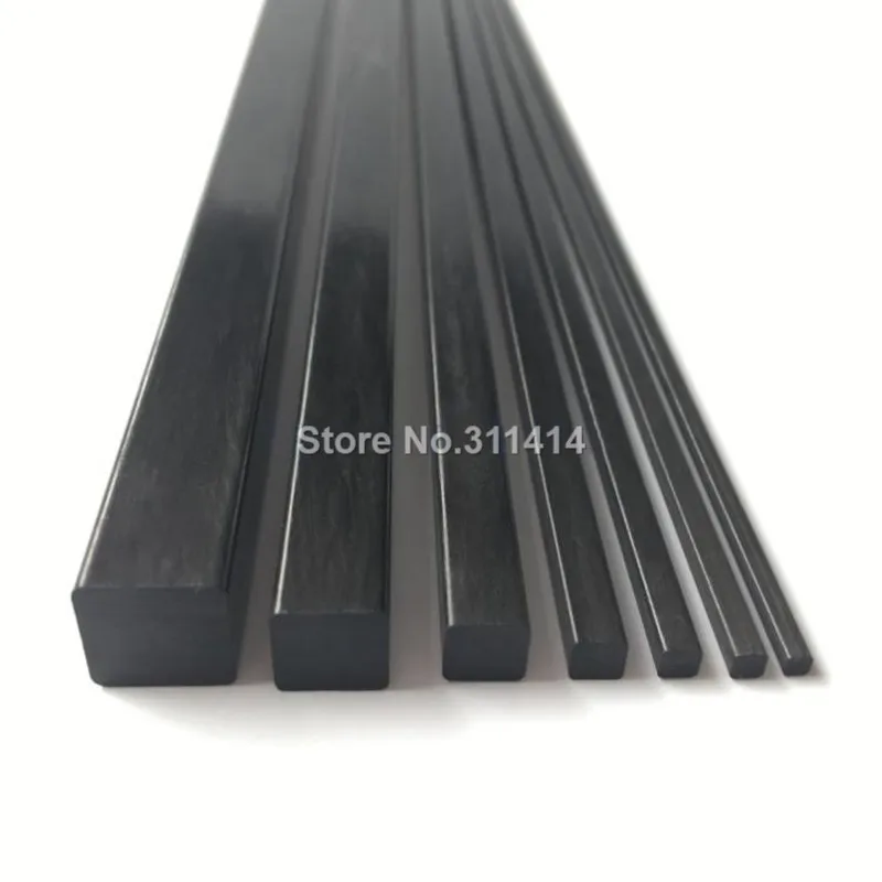 4pcs 5pcs Pultruded Square Solid Carbon Fiber Rod CFR Rods OD 2mm 2.5mm 3mm 4mm 5mm 6mm 8mm 10mm Length 500mm