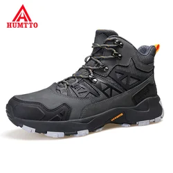 HUMTTO-Chaussures de randonnée en cuir imperméables pour hommes, bottes de trekking, baskets d'escalade en plein air, chaussures de travail respirantes pour la chasse, 2021