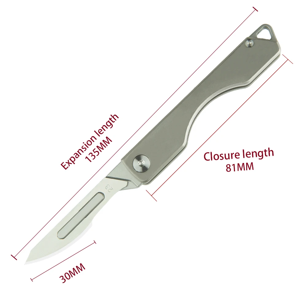 Imagem -02 - Edc Faca Dobrável de Liga de Titânio Mini Bisturi de Alta Dureza Uso Externo Ferramenta Portátil de Sobrevivência e Acampamento