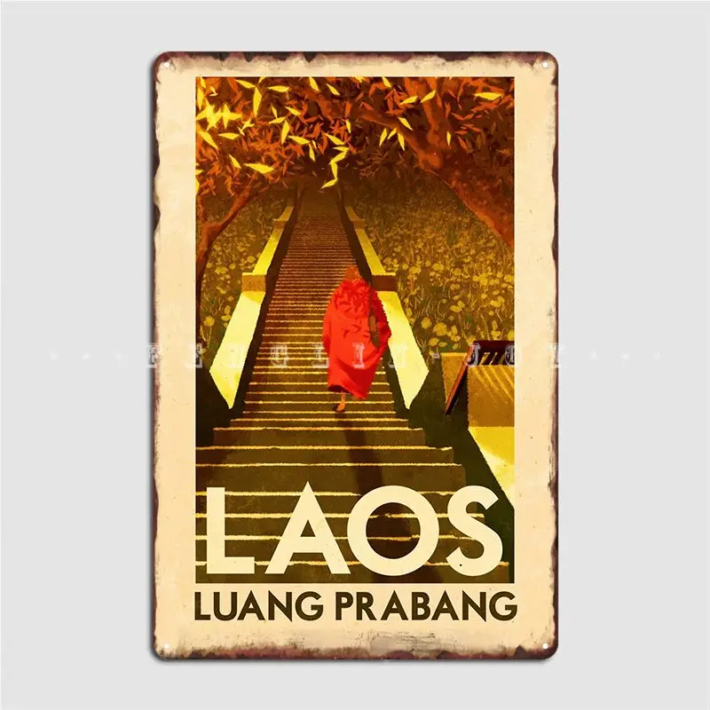 Travel Posters Luang Prabang Laos Metal Sign Cinema Kitchen Customize Garage Club Painting Décor Tin Sign Poster