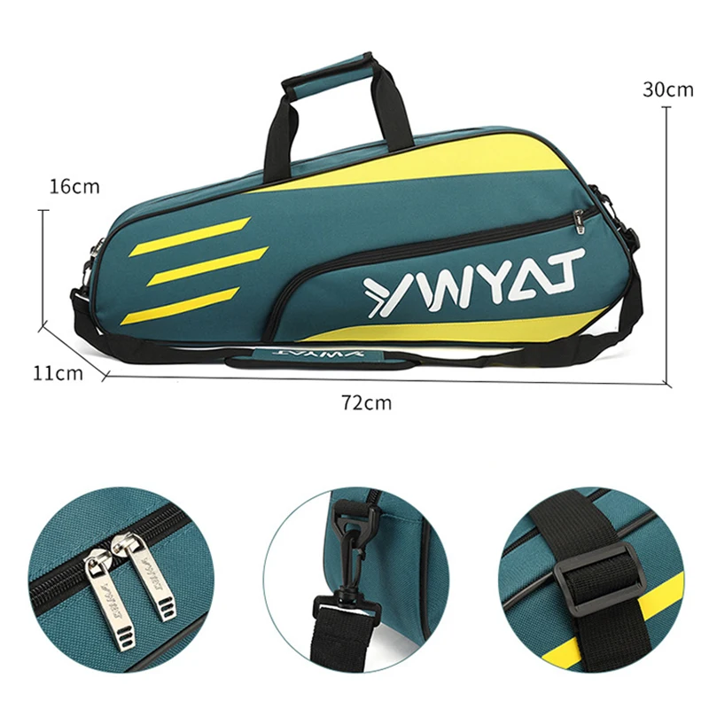 2024 Squash Badminton Racket Bag Big Tennis Bag Lightweight Waterproof Badminton Backpack For 3 Tennis Racket Outdoor Trainning