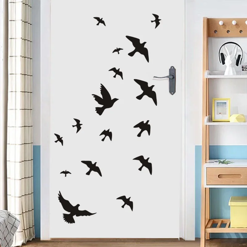 12Pcs/set Bird Wall Stickers Home Decoration For Kitchen Fridge Bathroom Kids Room Wall Decor Peel & Stick Waterpoof Vinyl Mural view 4