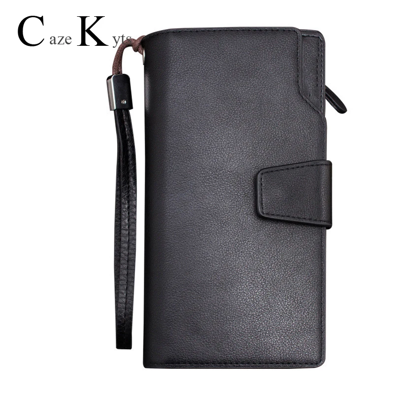 Men's clutch bag style glossy leather retro buckle mobile phone bag multi-function large-capacity wallet