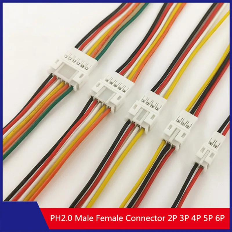 2Set Micro PH2 JST PH2.0 2P 3P 4P 5P 6Pin Male Female Plug Connector With Wire   Cables 200mm 26AWG Lithium Battery Cable