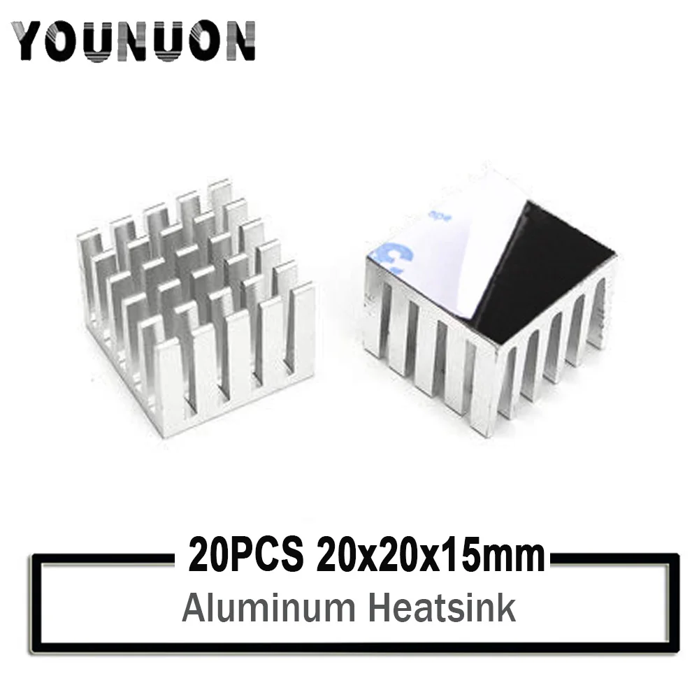 

20Pcs 20x20x15mm Aluminum Heat Sink Cooler IC Heatsink Cooling Fin Radiator For CPU LED Power Component Cooling Accessories