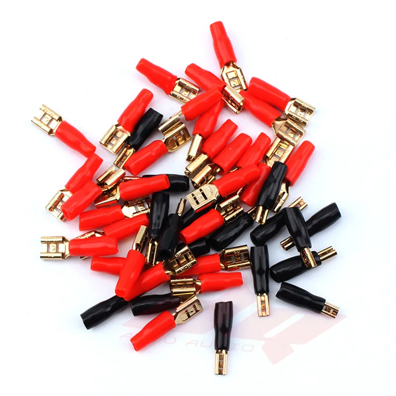 Car Audio Installation Terminal Conversion Line 2.8 4.8 6.3 Pure Copper Black Red Terminal Block 24k Gold-plated Speaker Plug