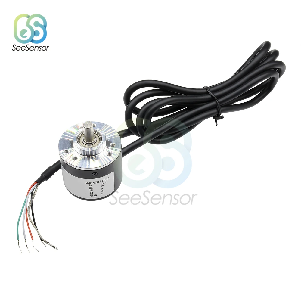 NEW Encoder 360P/R 600 P/R Photoelectric Incremental Rotary Encoder 360 600 Pulse 5-24V AB 2 Phases 6mm Shaft