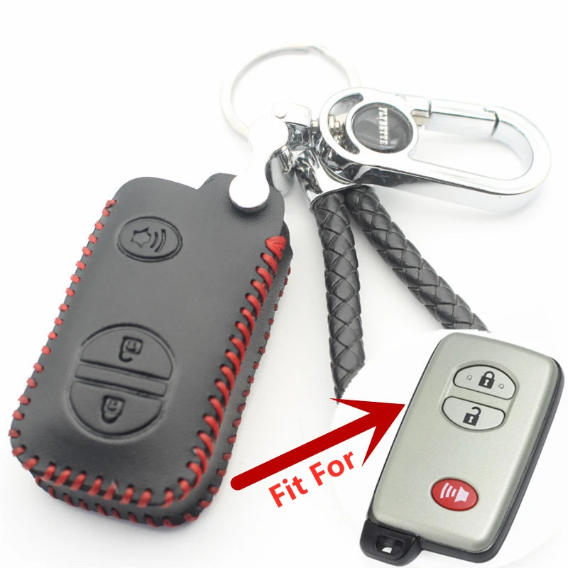 FLYBETTER Genuine Leather 3Button Remote Smart Key Case Cover For Toyota 4Runner/Venza/Land Cruiser/Prado/Prius  L64