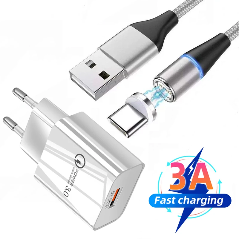 Magnetic USB Cable Type-C Quick Charge 3.0 USB Charger For Huawei P40 P30 Lite Pro Honor 10X 9X Lite 30 20 Travel Phone Charger